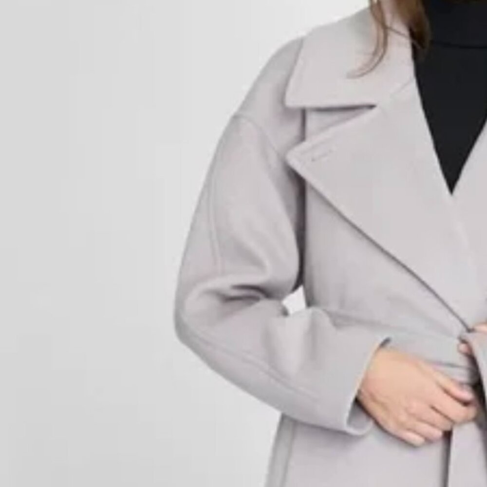 Plush Wool Blend Club Monaco Wrap Coat Lavender Sz L